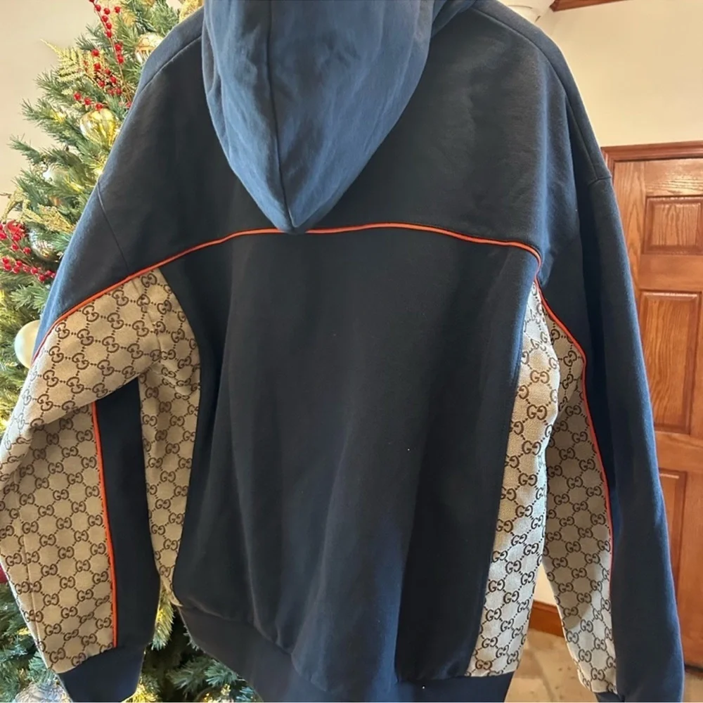 Men’s Gucci, cotton jersey, zip jacket/hoodie signature GG supreme XL